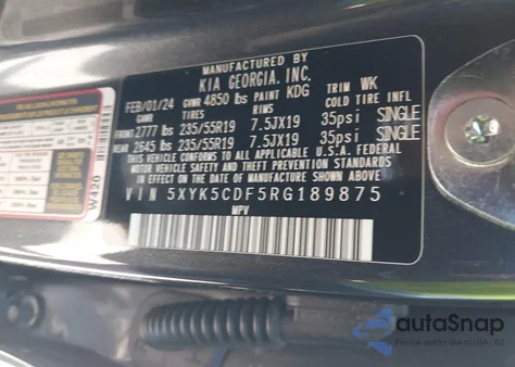 2024 Kia Sportage Sx-Prestige from USA, damaged, VIN 5XYK5CDF5RG189875